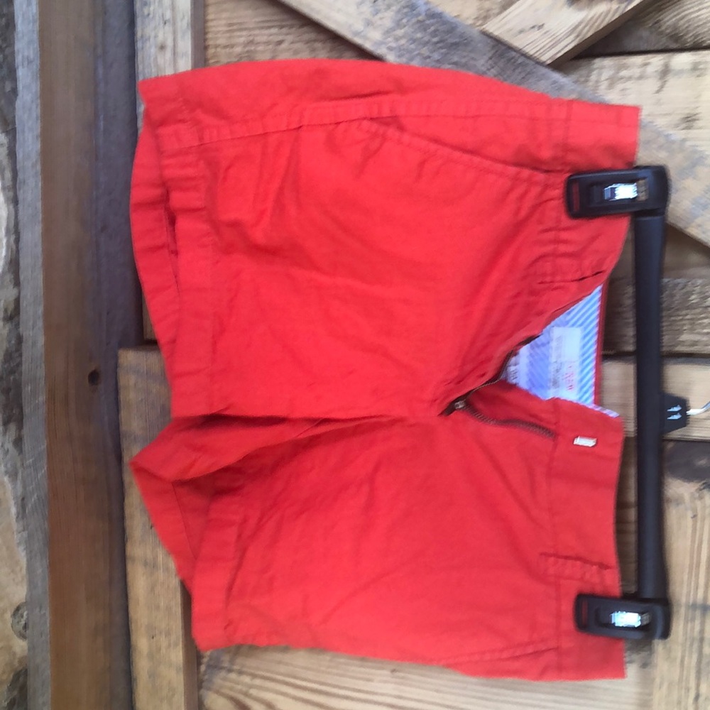 Red J. Crew shorts.